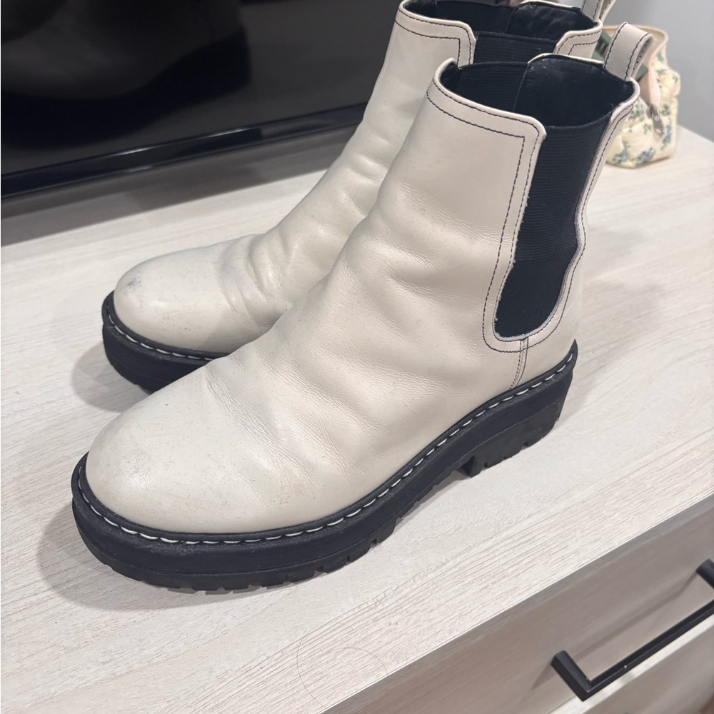Marc Fisher White and Black Ankle Boots